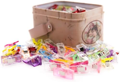 GDMINLO 100 Pack Multipurpose Sewing Clips for Quilting and Crafts with Tin Box, Assorted Colors