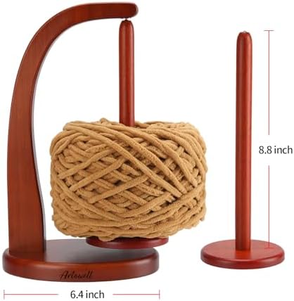 Yarn Holder for Crocheting with Magnetic Yarn Spinner-Warm Brown-Enlarg