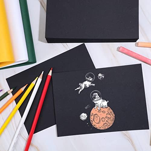 Crtiin 100 Pcs Black Drawing Paper Heavyweight, 11 x 15 Inches