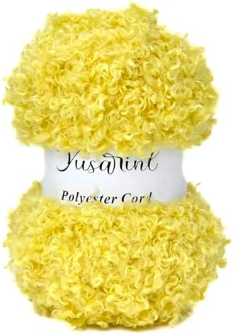(32 Colors Available) Yusarinl Teddy Bear Yarn,Fuzzy Yarn for Crochet Polyester Plush Fur for Crafts Fluffy Fuzzy for Knitting(3.35 oz, 40 yds)-Yellow