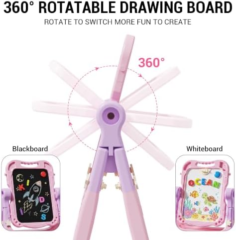 KiddoCood Easel for Kids, Toddler Art Easel with Double-Sided Board, 35.2"H
