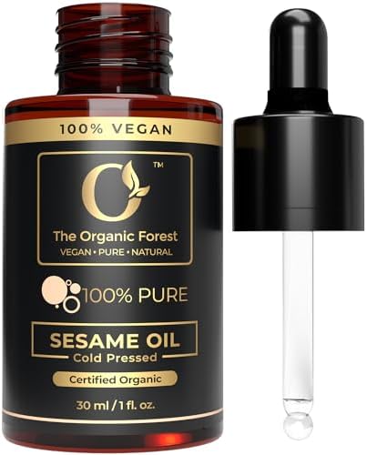 Premium Organic Sesame Oil - Cold Pressed, for Skin & Hair - Nutrient-Rich Sesame Seeds - Natural & Pure - Non-GMO, Vegan, Cruelty-Free, Hexane-Free - 1 fl oz