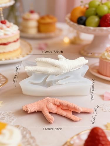3D Chicken Feet Silicone Mold, Non-Stick Food Shape Candle Molds for Chocolate, Resin, Soap | Cute Chicks Fondant Molds for Baking Baby Shower & Birthday Party DIY Crafts‌ (Chicken Feet)