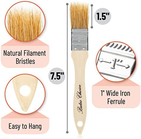 Bates- Chip Brushes, 1 Inch, 36 Pack, 1 Inch Paint Brushes with Ergonomic Wooden Handle, Natural Bristle