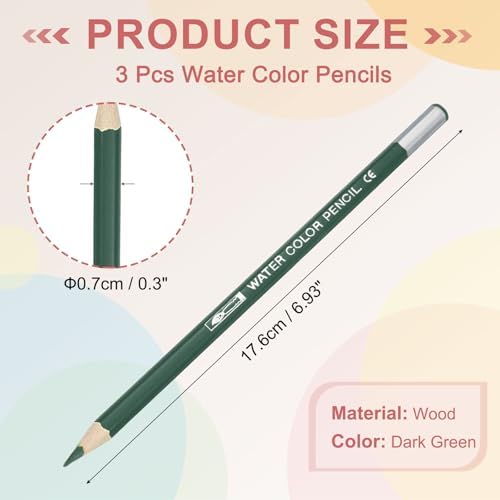 PATIKIL Watercolor Pencils Coloring Drawing Pencils Set Dark Green 3 Pcs