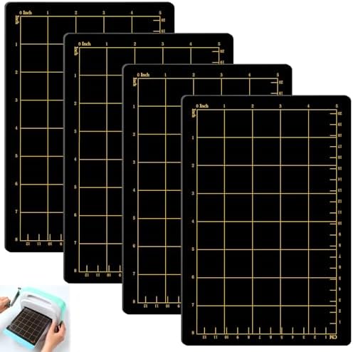Copkim 4 Shims 6'' x 9" Magnetic Shim with Card Size Grids Die Cutting Machine Accessories Black Embossing Machine Pads for Die Cutter