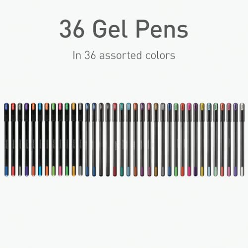 Pentonic Gel Pens, 36 Count, 36 Assorted Colors (Assorted Color, Neon, Pastel & Glitter), Medium & Fine Point, Smooth Writing For Journaling (1002358)