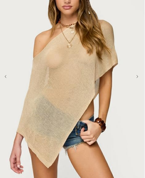 Women Knit Poncho Top Sheer Crochet Shawl Cover Up