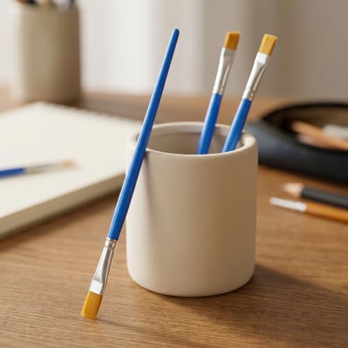 HOIGON 600 Pack 1/4 Inch Small Flat Paint Brushes, Bulk Nylon Hair Brush Set for Acrylic Painting, Watercolor, Arts and Crafts, Canvas Painting, Model Detailing