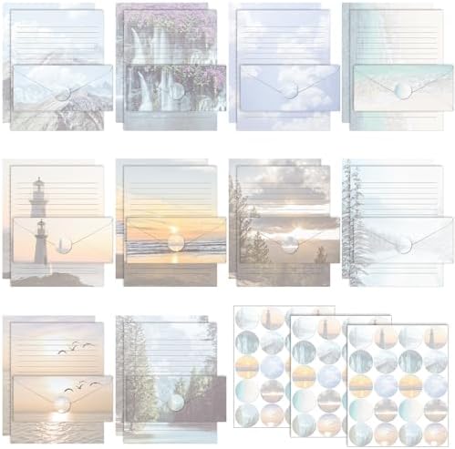 TaoBary 160 Pcs Natural Scenery Stationery Paper and Envelopes Set