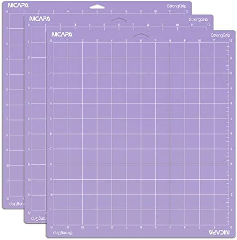 Strong Grip Cutting Mat for Cricut Maker 3/Maker/Explore 3/Air 2/Air/One (12x12 inch,3 Mats) Strong Adhesive Sticky Purple Quilting Replacement Cut Mats