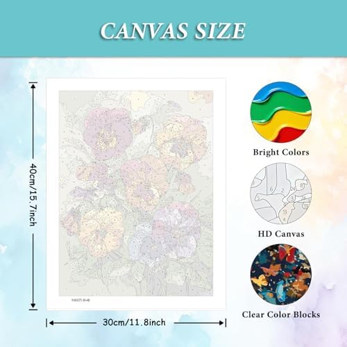 AIBOERL Paint by Numbers Kit for Adults Beginner, Pansies, 12X16In