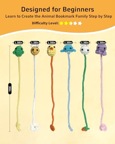 Fortilo Crochet Kit for Beginners 6PCS Animals Bookmarks