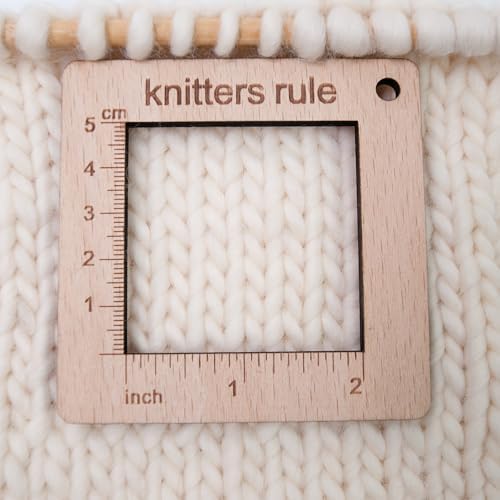 3 Pcs Wood Knitting Gauge Rulers with Lamb Marking Button, 3 Style Square Knitting Tool, Crochet Hook & Knitting Needle Gauge & Knitting Rule, Sewing Rulers for Art Sewing Knitting Crafts
