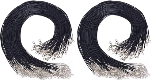Paxcoo 50Pcs 18" Black Waxed Necklace Cord for Jewelry Making (Pack of 2)