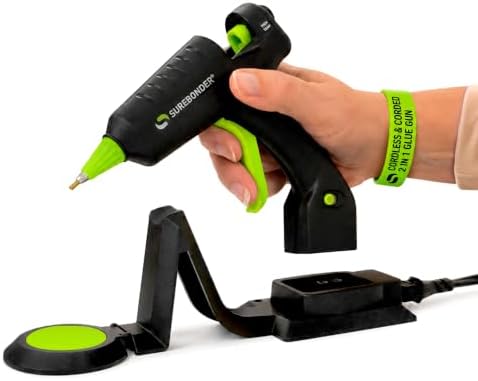 Surebonder Cordless/Corded High-Temperature Mini Hot Glue Gun with Fine Tip for Detailed Crafting and DIY Projects, 20 Watts (CL-195F)
