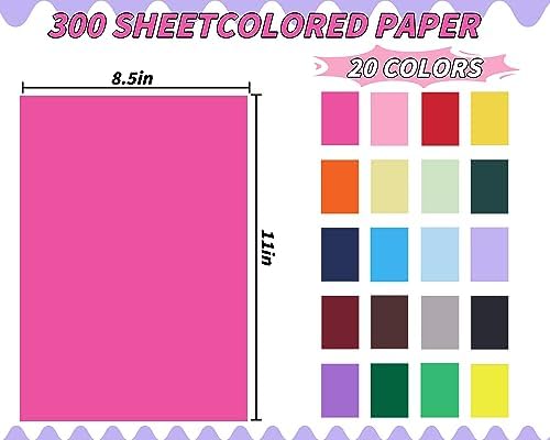 Oleitodh 309 Sheets 8.5" x 11" Colored Cardstock, 20 Colors