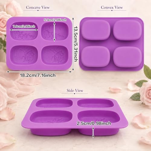 2Pack Rose Silicone Soap Mold Butterfly Soap Making Mold Embossed Floral Silicone Mold Vintage Rose Embossed Mold Handmade Soap Mold for Soap Candle Lotion Bath Bombs Resin Wax Cake Chocolate Candy