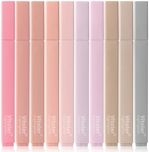 Vitoler Highlighters Assorted Colors,10pcs Cute Pastel for Office School | Aesthetic,long lasting ,high quality,no smudge for bible study,books,journal,writing