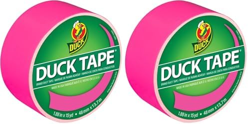 Duck Brand 1265016 Color Duct Tape, Neon Pink, 1.88 Inches x 15 Yards, Single Roll (Pack of 2)