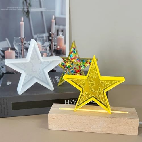 Konrisa 2pcs Star Moon Candle Molds, Silicone Resin Casting Mold for Candles Making Aromatherapy Candles Handmade Wax Home Decoration