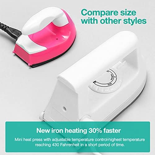 Mini Crafts Iron Handy Heat Press Machine Kit Portable with PVC Doormat for Heat Transfer, Charging Base Accessories for DIY T-Shirt Shoe Bag Vinyl Projects