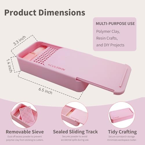 Cornstarch Tapper Box for Polymer Clay with Brush | Leak-Proof Powder Container with Sliding Lid, Non-Stick Tool for Polymer Clay Cutters, Polymer Clay Tool (Purple)