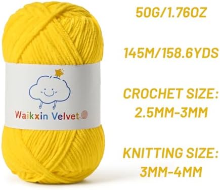 Fluffy Chenille Yarn for Crocheting，Baby Yarn for Crocheting Soft，50g/1.76oz Velvet Amigurumi Yarn ，Fingering Weight Yarns for Crocheting Baby Blankets、DIY Craft.(Golden Yellow)