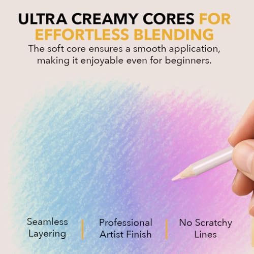 Castle Art Supplies 72 Colored Pencils - Muted, Relaxing Art Palette | Wax-based soft cores for adult artists' relaxation - rich, calming tones - beautifully presented in a sturdy tin case