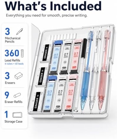 Four Candies Cute Mechanical Pencil Set, 3-Pack 0.7mm