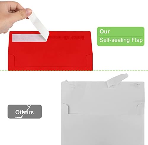 50 Packs 5x7 Envelopes, A7 5x7 Envelopes for Invitations, Printable Invitation Envelopes Self Seal for Weddings, Invitations, Photos, Greeting Cards, Mailing (Red)