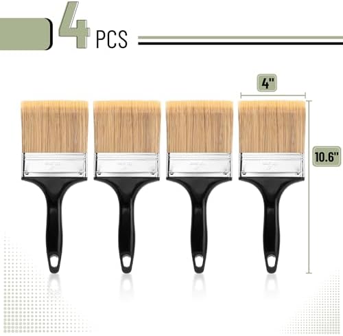 Bates- Paint Brushes, 4-Inch, 4 Pack, Flat Paint Brushes
