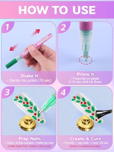 12 Color Nail Art Markers Set, Kalolary Nail Polish Pens Nail Point
