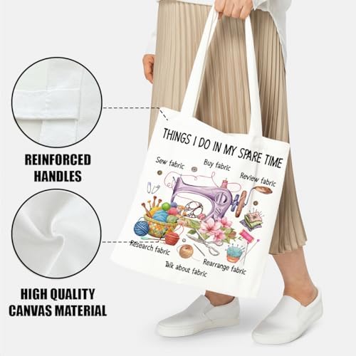 Canvas Tote Bag Gifts for Women Music Dance Sewing Lovers, Double-Sided Print Bags