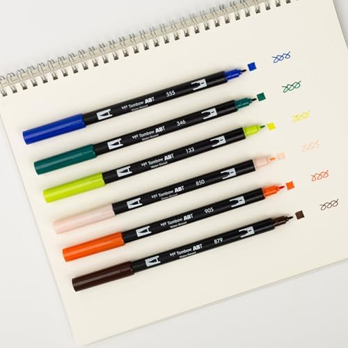 Tombow 72562 Dual Brush Pen Art Markers, Manga Illustration, Wind 6-Pack