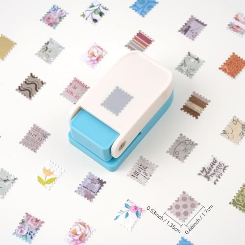 Mini Size Stamp Punch, 0.6x0.5 Inch MINI Postage Stamps Punch, Portable Lever Craft Hole Cutter Puncher, Stamp Shaped Paper Puncher, Paper Punches for Journaling Crafting DIY Scrapbooking Crafts