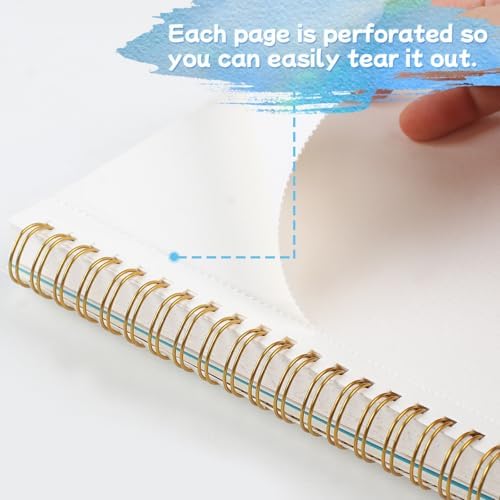 Phinus 30 Sheets Watercolor Sketchbook 5.5 x 8.5 Inch, Watercolor Paper Cold Press (140lb/300gsm), Spiral Bound Water Color Pad for Adults Kids, Mixed Media, Markers and Art Journaling (Pack of 3)