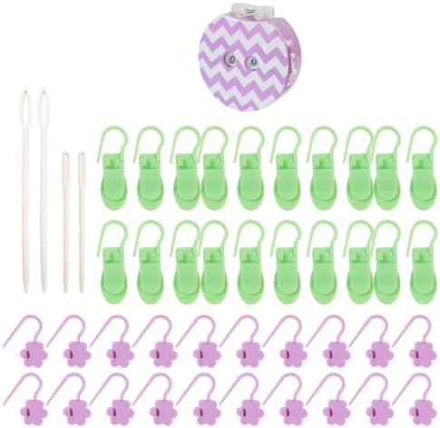 Knitting Loop Clip and Row Counter Set with Locking and Bulb Markers, Large-Eye Yarn Finishing Tools, Storage Case