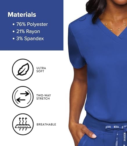 Med Couture Touch Women's Scrub Tops V-Neck Tuck-in Top with 1 Pocket