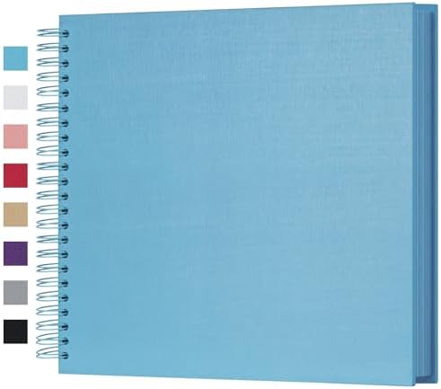 potricher 12 x 12 Inch Large DIY Scrapbook Photo Album 80 Pages, Blue | Thick Kraft Paper Scrap Book Photo Albums, Memory Book for Wedding, Anniversary, Baby, Family, Travel, DIY Projects
