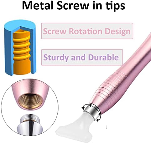 benote Diamond Art Painting Pen Accessories Tools, Metal Square and Round Tips Ergonomic Diamond Drill Pen Screw In Tip Multi Replacement Pen Heads for DP Cross Stitch - Rose Gold
