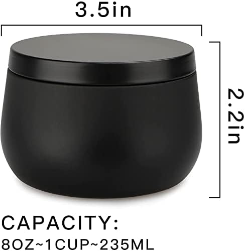 8oz Candle Tins 24 Pieces,Candle Jars Candle Containers with Lids, 8 oz, for Candles Making, Arts & Crafts, Storage, and Gifts (BLACK 12PCS+GOLD 12PCS)