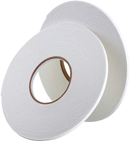 Zonon 3 Rolls Double Sided Foam Tape, 1/4 Inch by 50 Feet, White