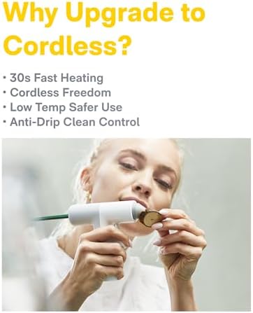 HOTO Cordless Hot Glue Gun, Mini Hot Glue Gun & 10 Colored Glue Sticks