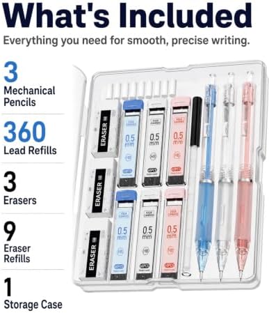 Four Candies Cute Mechanical Pencil Set, 3-Pack 0.5mm