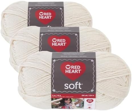 RED HEART Soft Yarn, Off-White (Pack of 3)