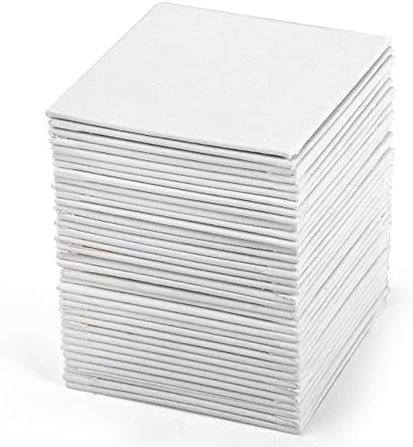 Tosnail 36 Packs 4" x 4" Artist Painting Canvas Panels, White Blank Stretched Canvas, Canvas Board, Small Paint Canvases for Oil or Acrylic Painting Party