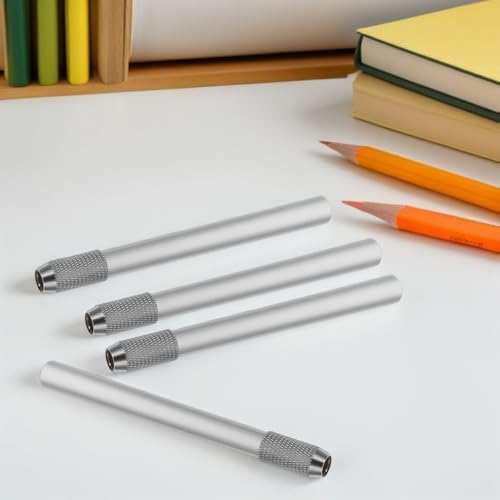 STOBOK Reusable Pencil Extender for Artists Metal Pencil Lengthener Holder for Colored Graphite and Charcoal Pencils 4.13 in Short Holder for Drawing Sketching Office Supplies 8 Pack
