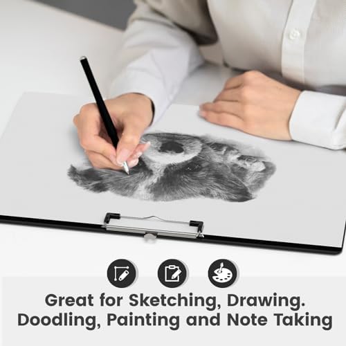 Extra Large 11x17 Clipboards, Plastic Black Drawing Boards, Horizontal Clip Board, Landscape Layout. Suitable for Watercolor, Sketching, Painting. Art & Drafting Supply