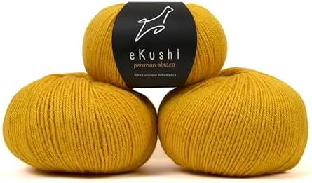 100% Baby Alpaca Yarn for Knitting & Crocheting - Set of 3 Skeins of Premium Yarn DK - Lightweight, Hypoallergenic & Thermal Peru Made - Ideal for Delicate Projects (YE011 - Maple Yellow)